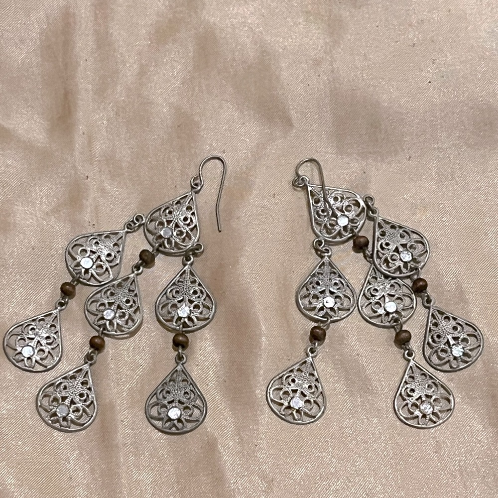 Silver Teardrop Hanging Earrings